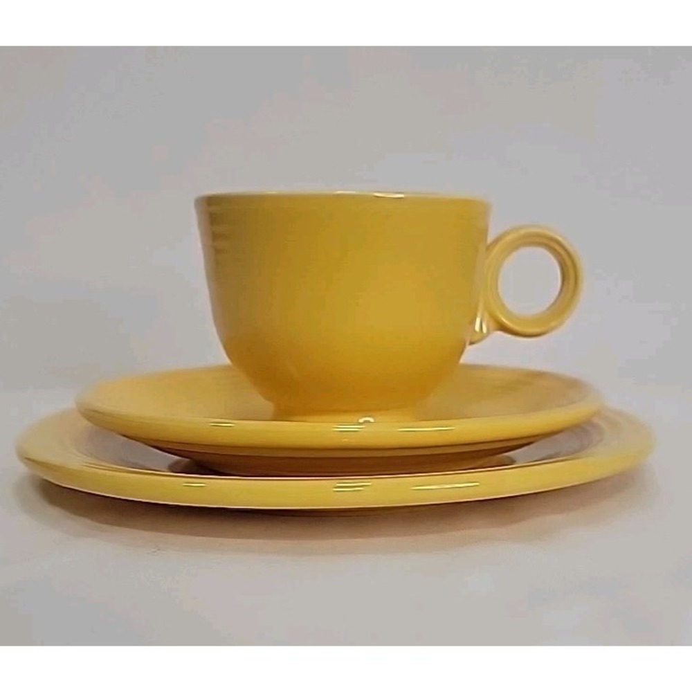 Fiestaware Yellow Cup Saucer Plate Trio Set Fiesta HLC USA Minor Chip/Bottom